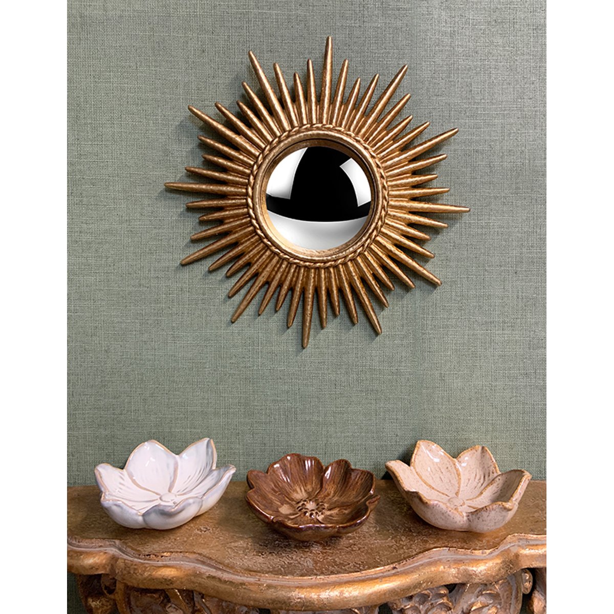 Miroir convexe soleil 26cm or, EMDE