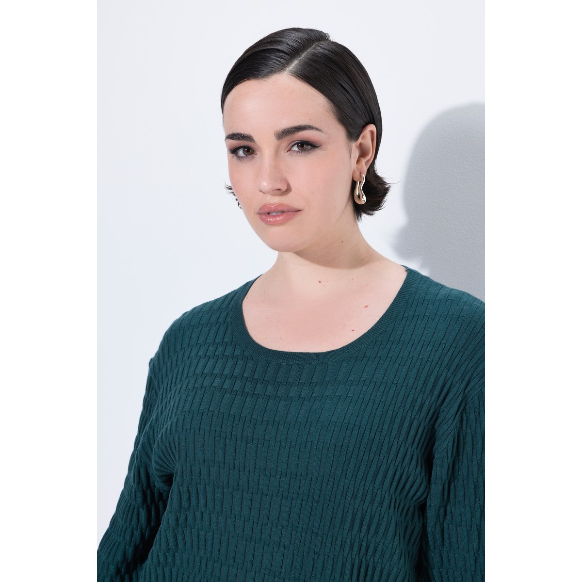 Pull en maille texturée vert sapin, ULLA POPKEN