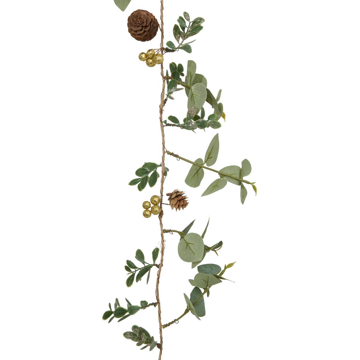 Guirlande pomme de pain et eucalyptus long 1,5m vert vert, ATMOSPHERA