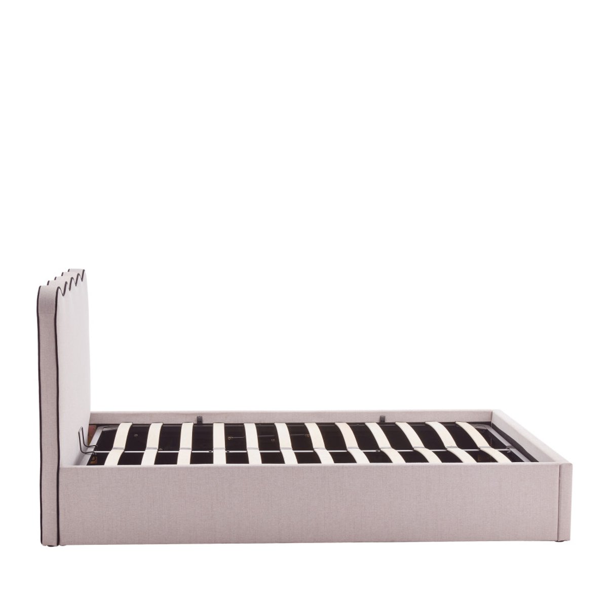 Lit coffre en tissu avec tête de lit ondulée 160x200cm- NAGOYA beige, DRAWER