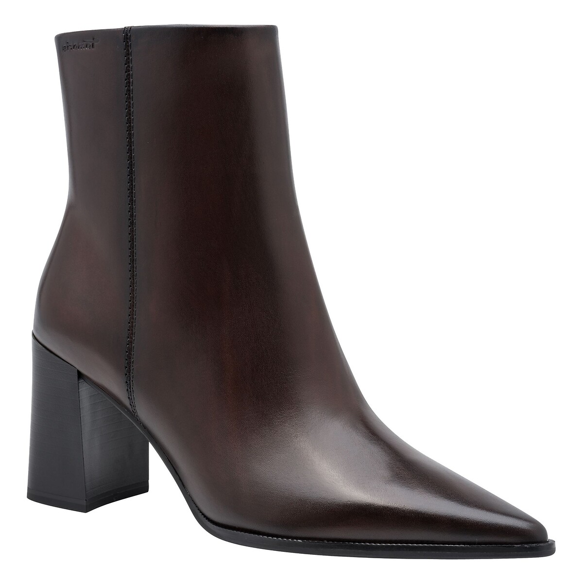 Heeled Pointed Leather Ankle Boots dark brown, TAMARIS