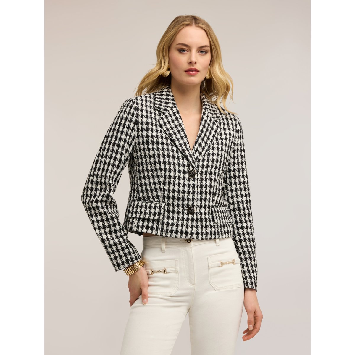 Veste courte pied-de-poule noir, MOTIVI