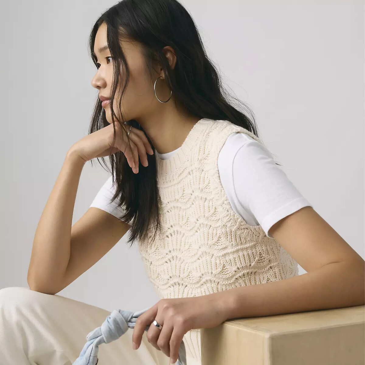 Haut en crochet sans manches ecru, LEVI'S