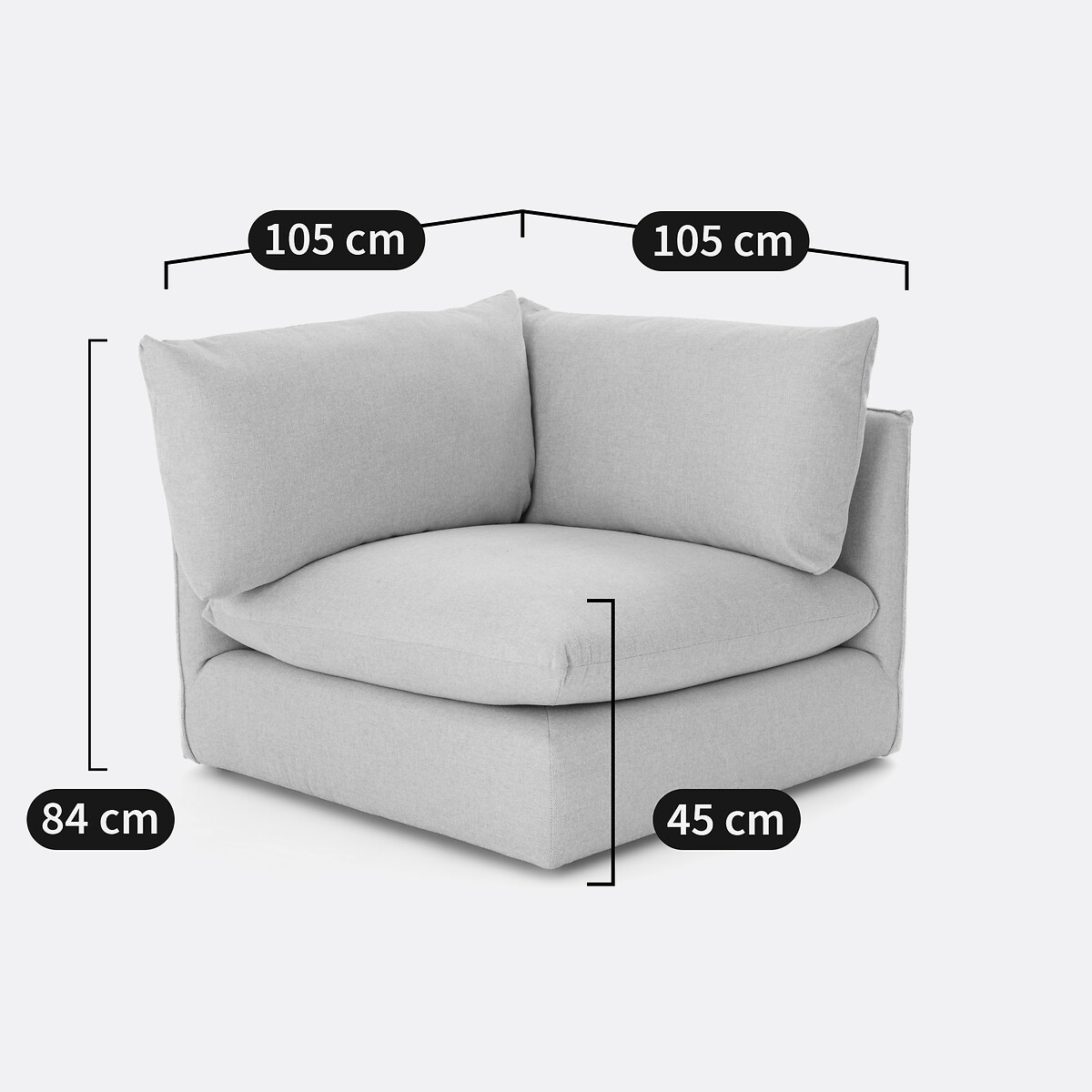 Elément d'angle pour canapé modulable, en velours épais, MALO ecru, LA REDOUTE INTERIEURS