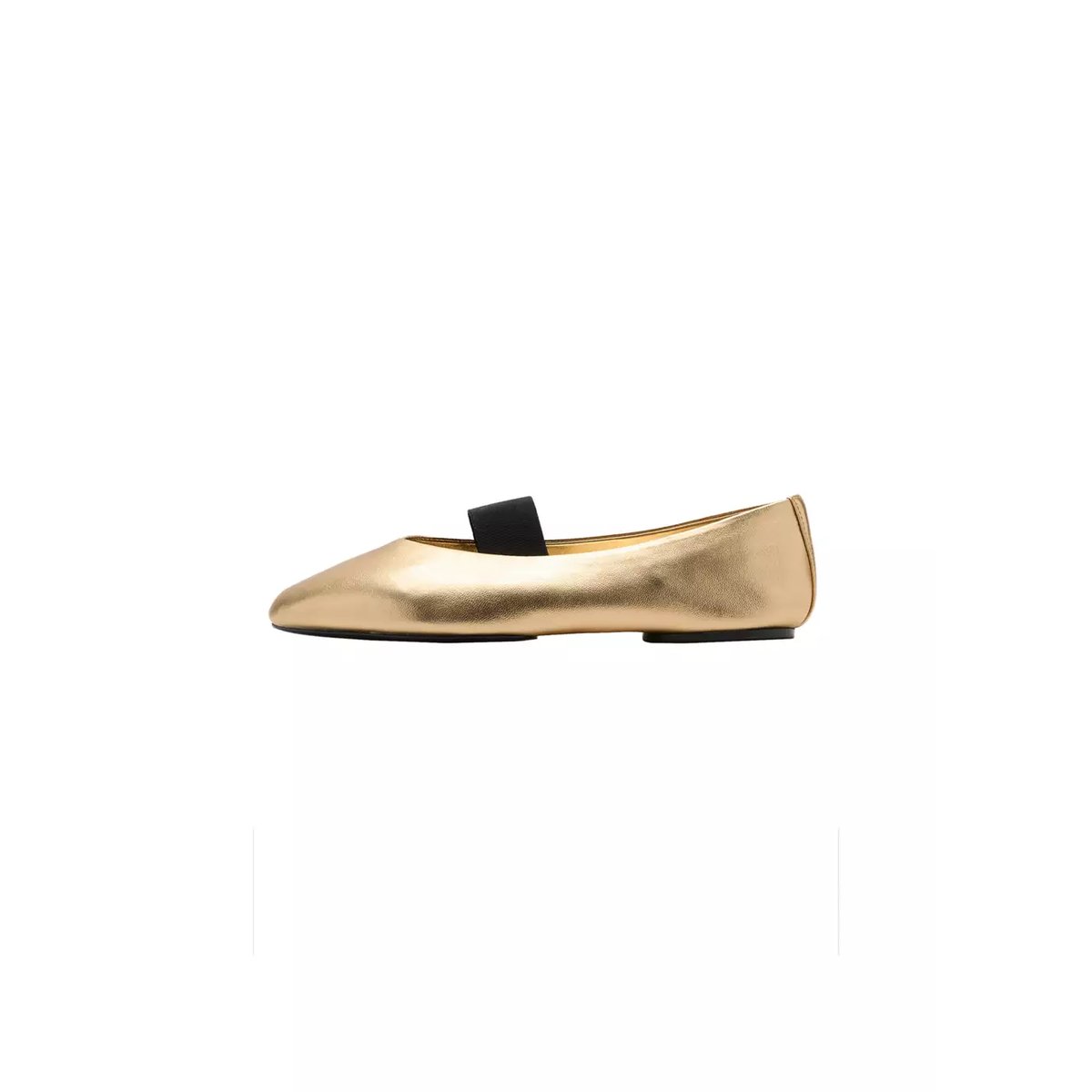 Chaussures cuir bride or, MANGO