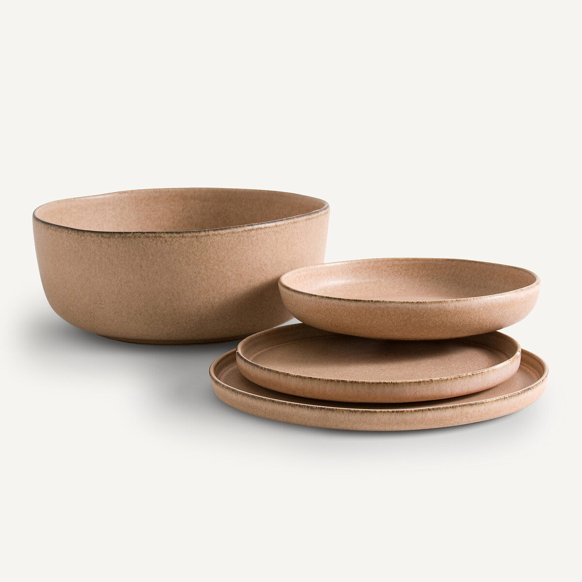Lot de 4 assiettes à pâtes en grès, Gandra rose des sables, AM.PM