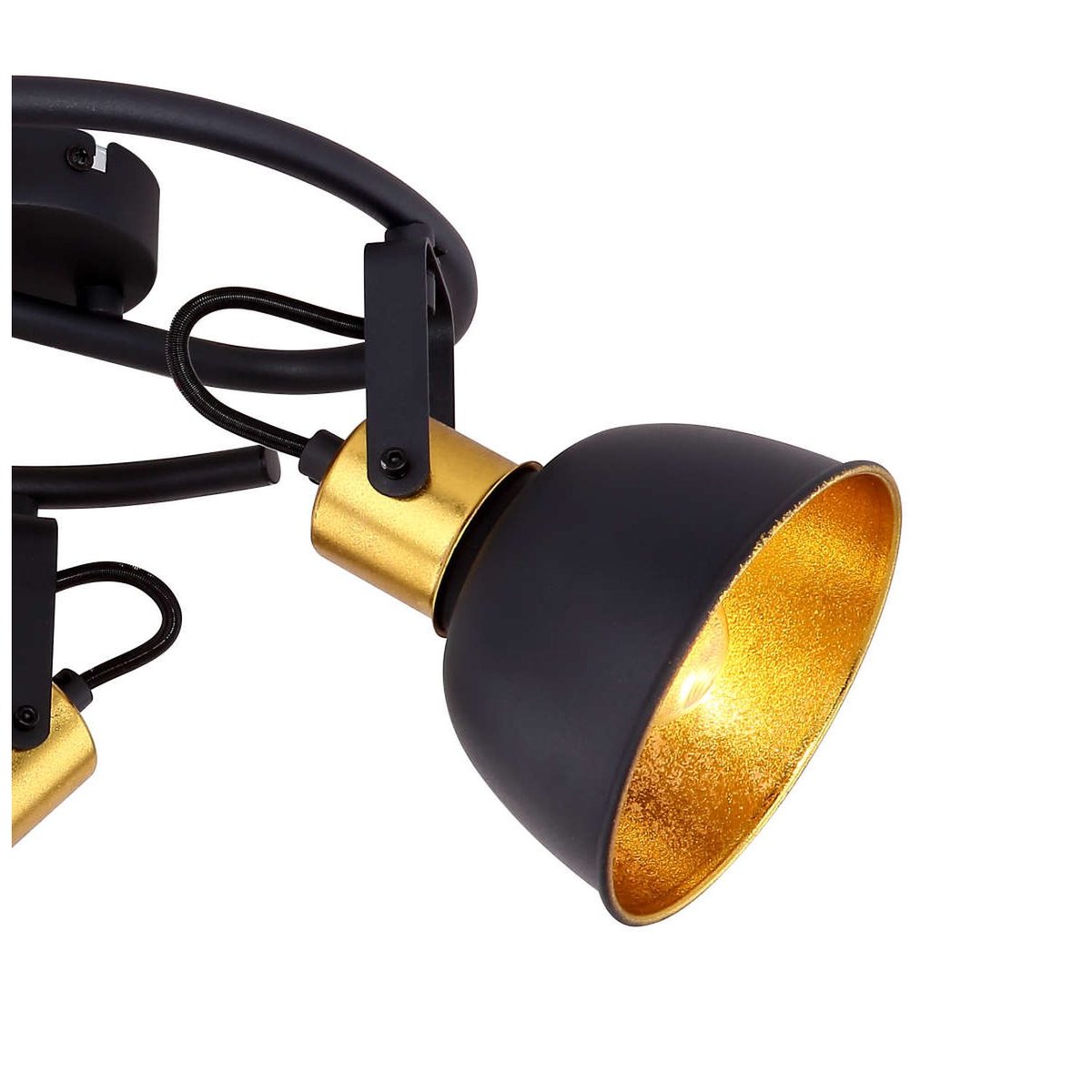 Plafonnier rond 3 spots en métal design industriel NAMUS noir, GLOBO LIGHTING