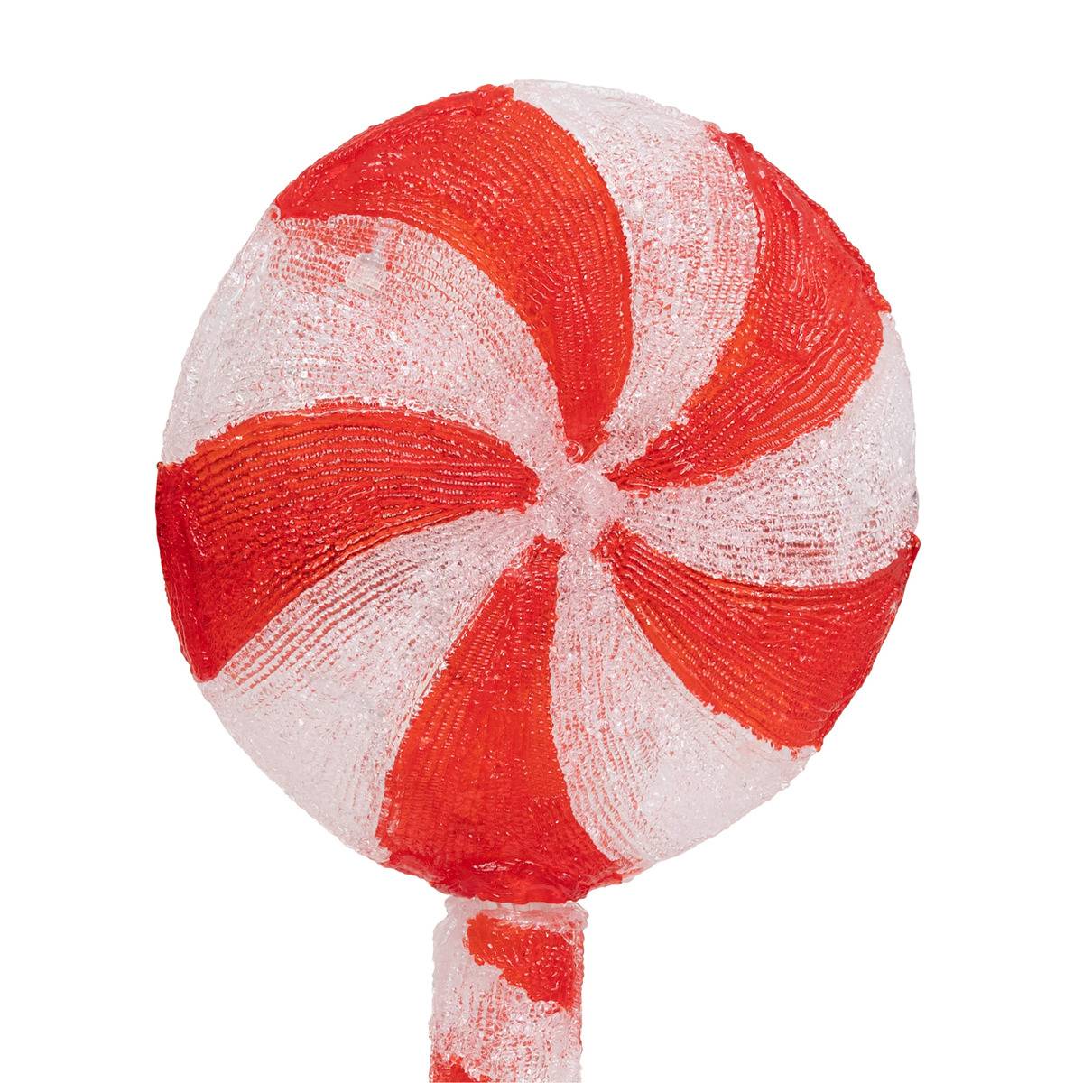 Forme acrylique extérieure sucre d'orge solaire 30 LE 8 fonctions H65 cm rouge, FEERIC LIGHTS & CHRISTMAS