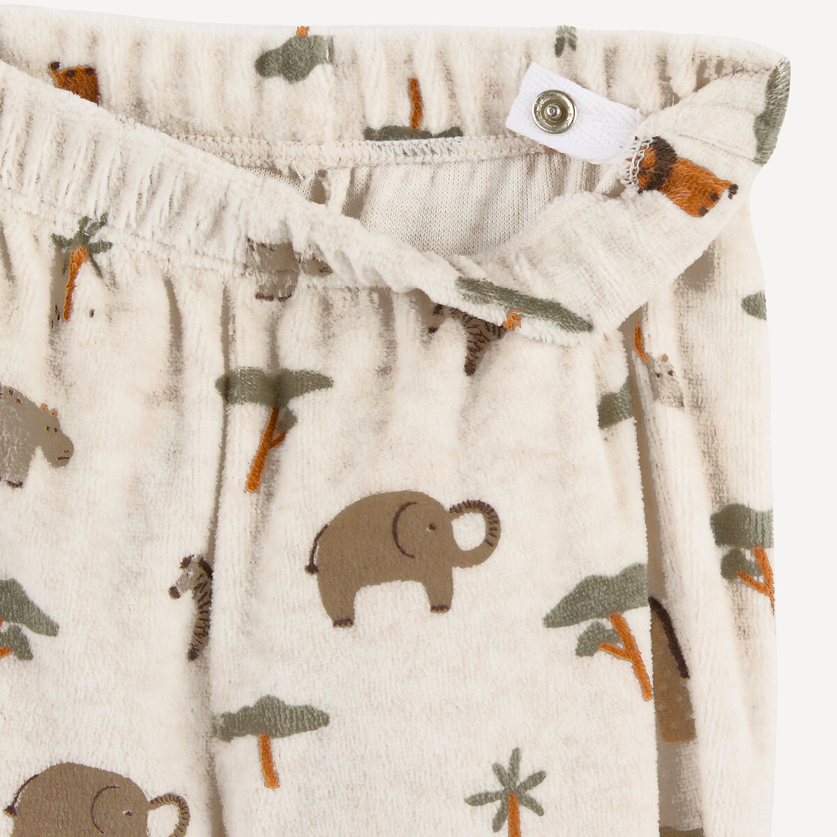 Lot de 2 pyjamas 2 pièces, en velours, avec pieds, motifs savane et animalier assortis, LA REDOUTE COLLECTIONS