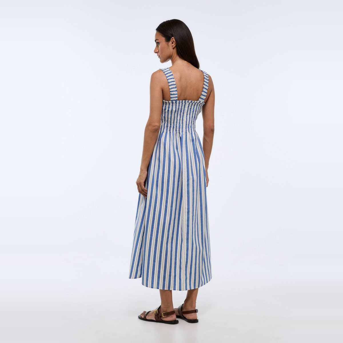 Robe midi smockée imprimée en coton BIO GOTS riviera, MONOPRIX