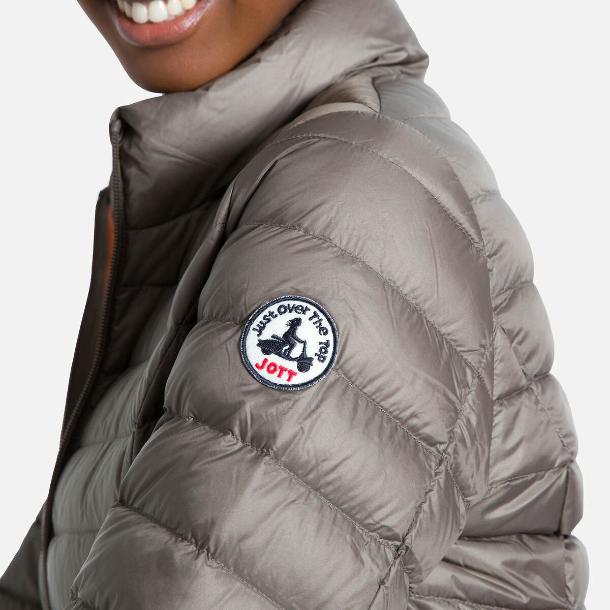 Cha Padded Jacket with High Neck and Zip Fastening taupe, JOTT