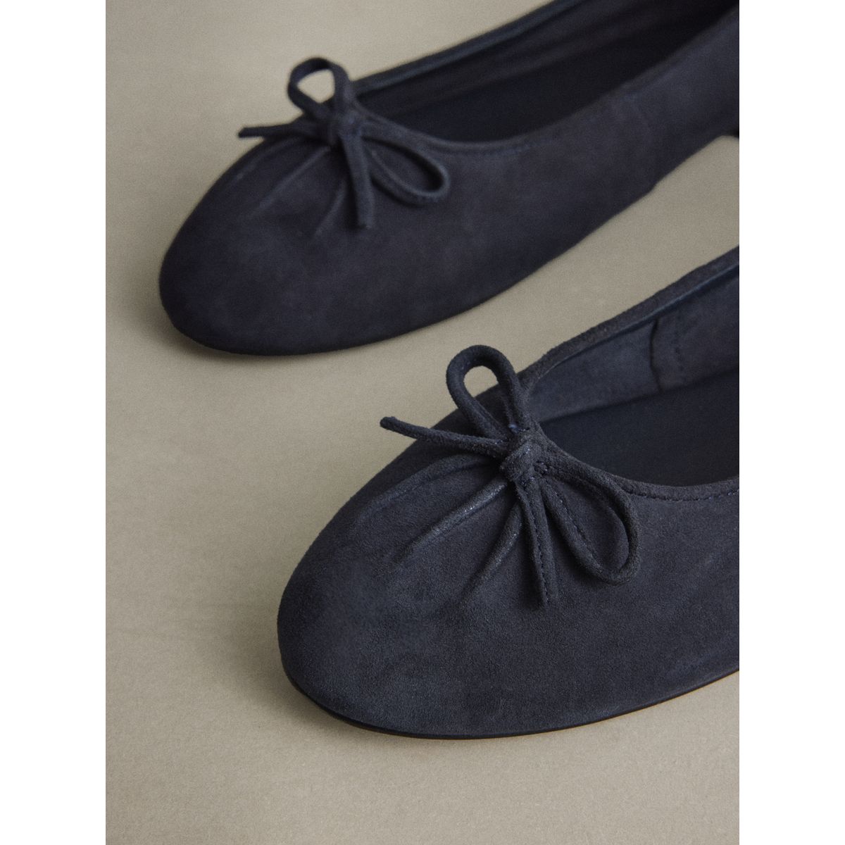 Ballerines ruchées en cuir n. premium bleu marine, NEXT