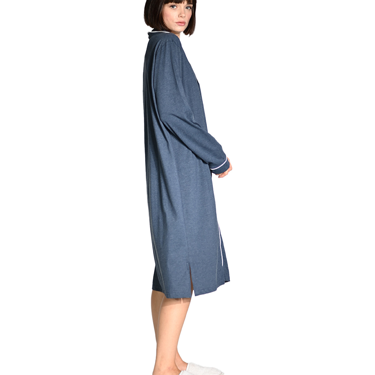 Chemise de nuit chambray MILA bleu nuit, SENSEI MAISON