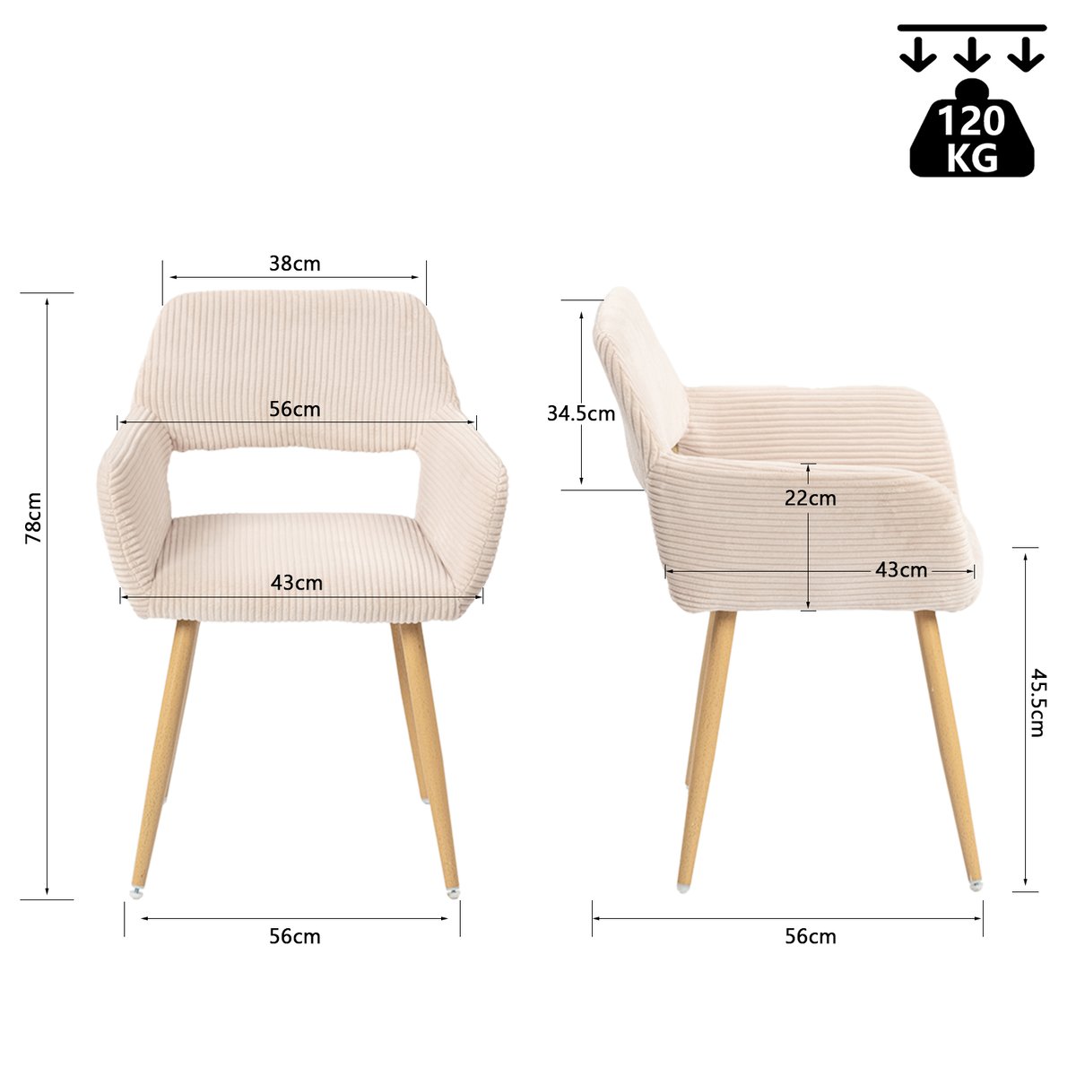 Ensemble de table à manger ronde avec 4 chaises, CLIFTOAKXSET chêne et beige, MEUBLES COSY