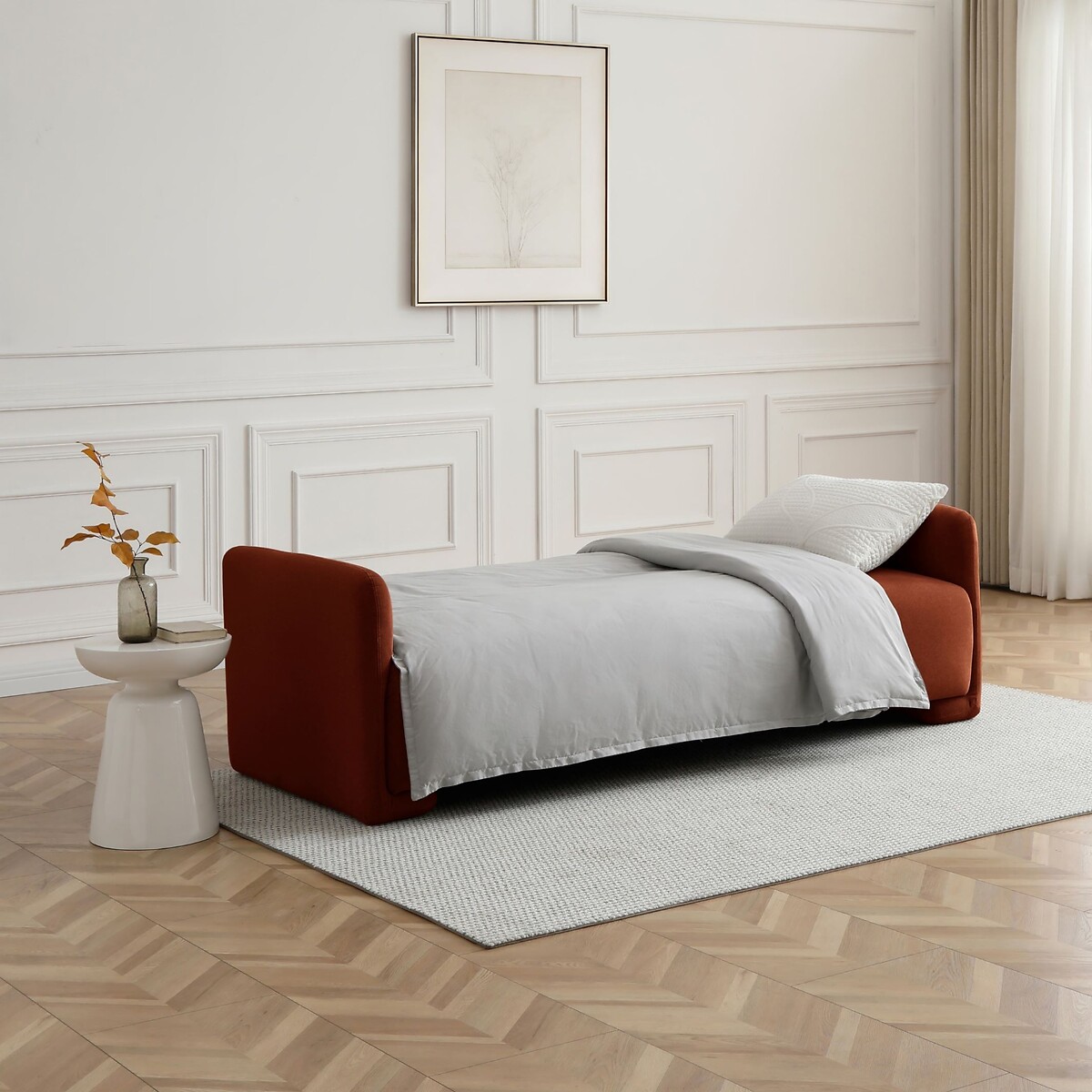 Marley Curved Velvet Sofabed burnt orange, ÉDITÉ