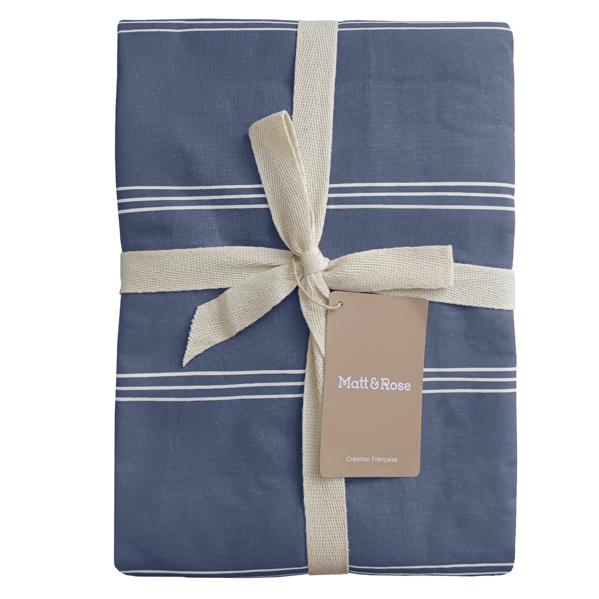 Parure de lit imprimée 100% coton, URBAN STRIPES bleu, MATT ET ROSE