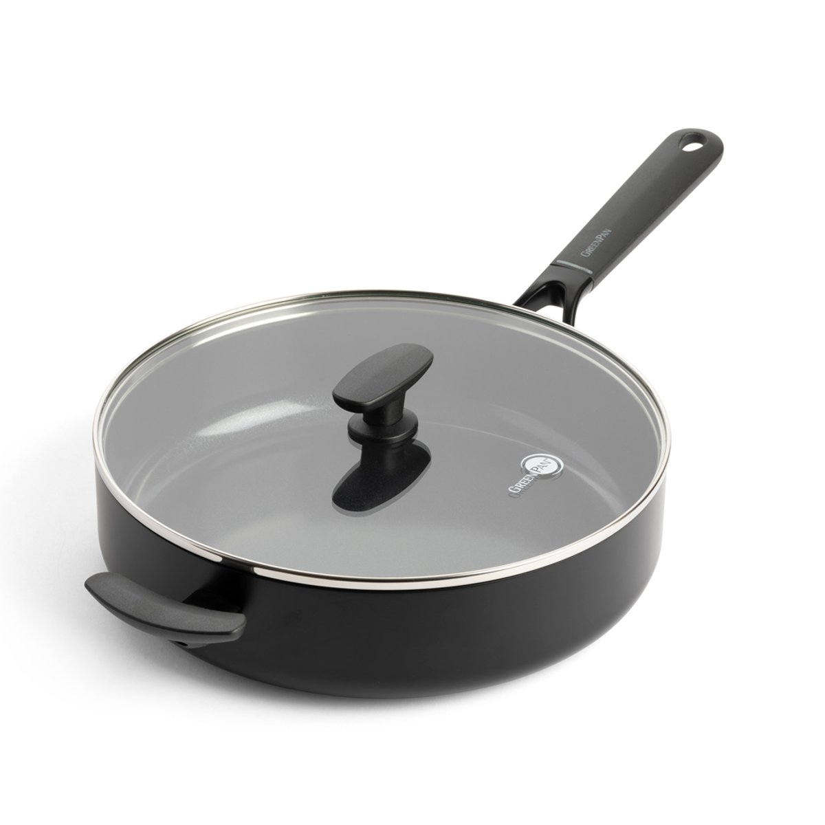 Sauteuse 29 cm aluminium revêtement céramique avec couvercle-Smart noir, GREENPAN