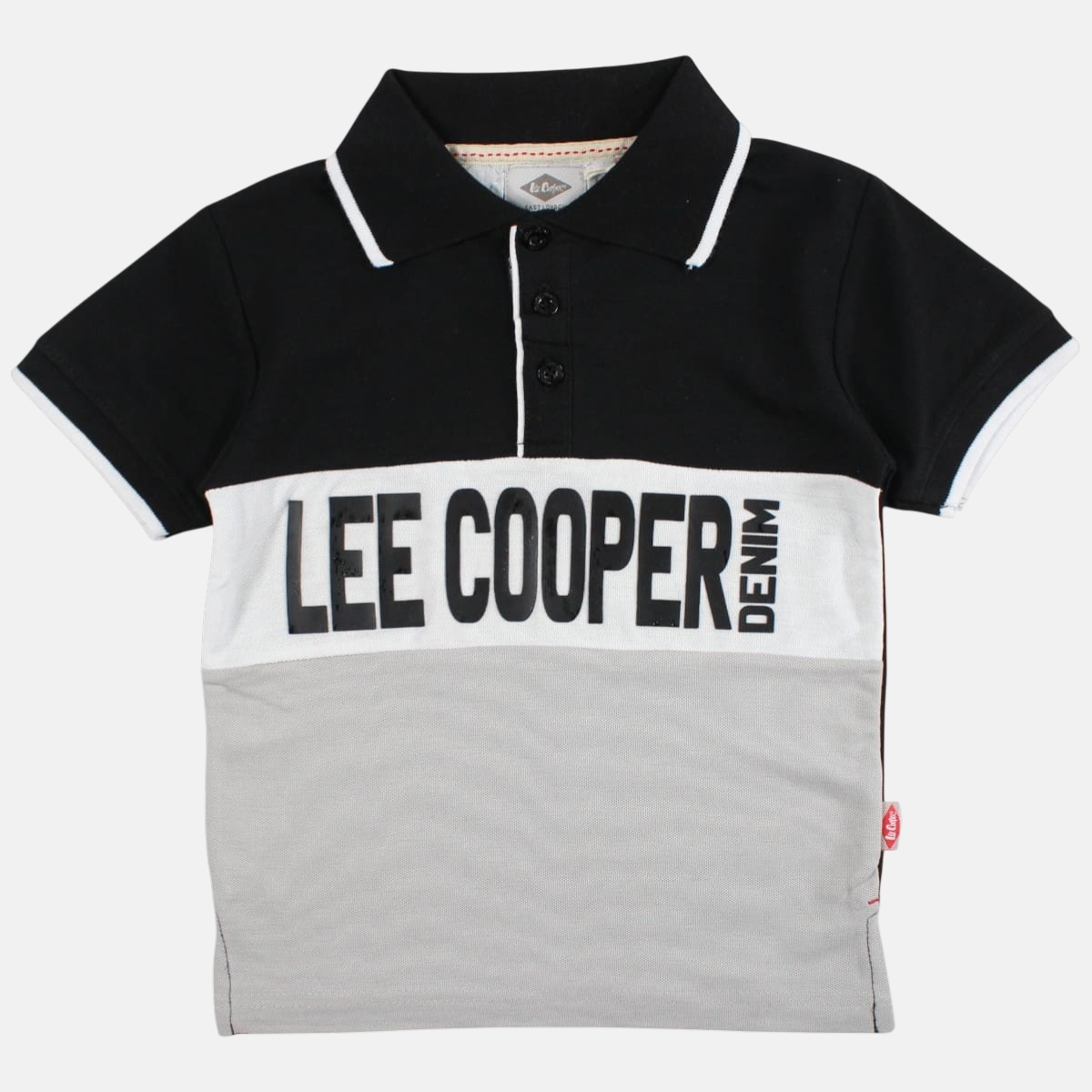 Polo manches courtes imprimé, col chemise RUGBY gris, LEE COOPER