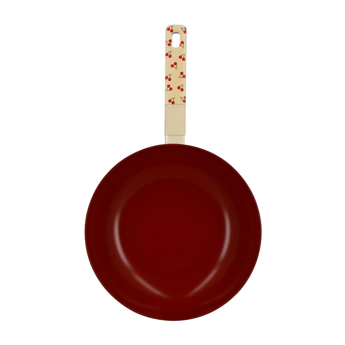 Wok 28cm en aluminium, CERISE beige-rouge, MENASTYL