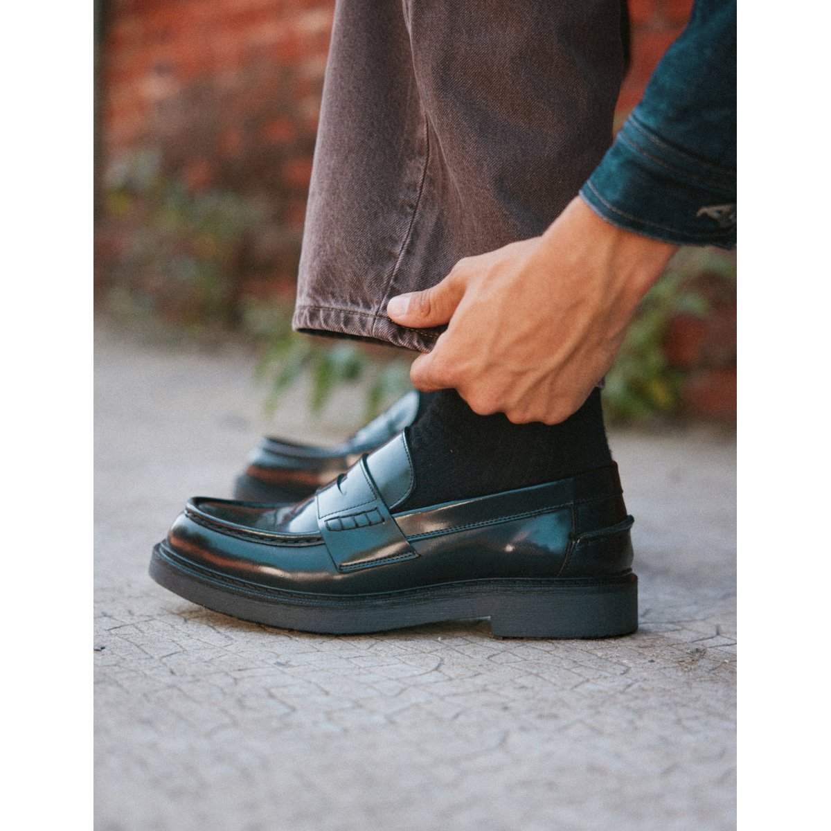 Mocassins TIBI cuir box noir, ODAJE