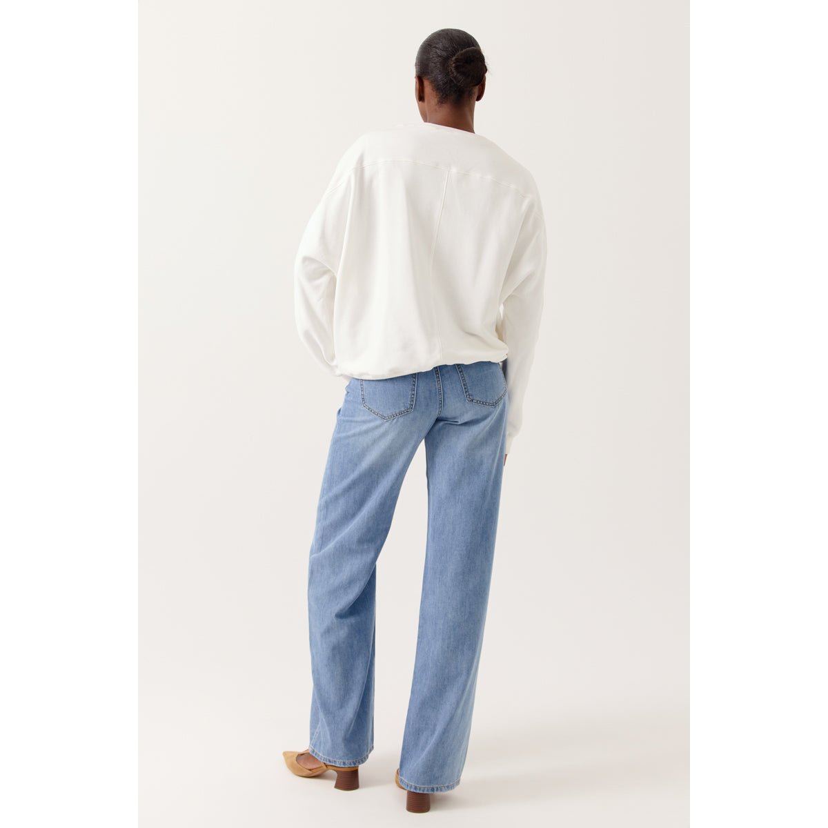 Sweat ALIONE manches longues col rond manches raglan coupe droite white, ARTLOVE