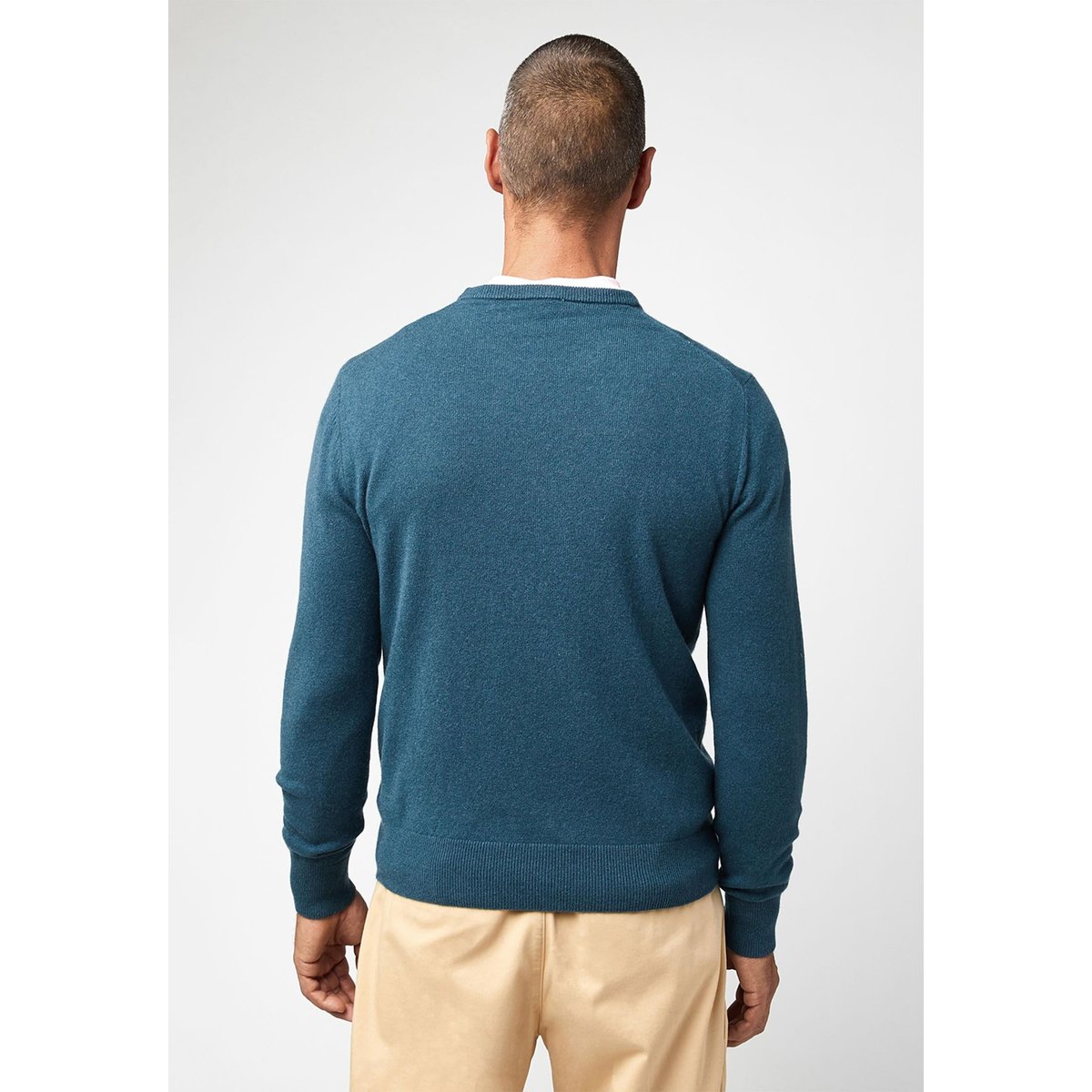 Pull homme col rond cachemire bleu azur, RODIER
