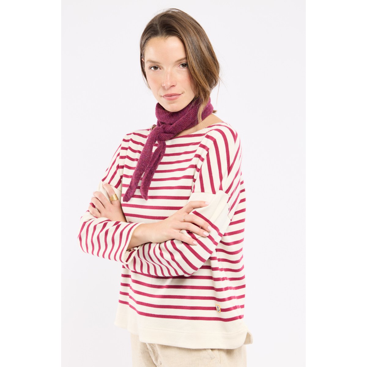 Marinière oversize Héritage - coton rustique nature/betterave, ARMOR-LUX