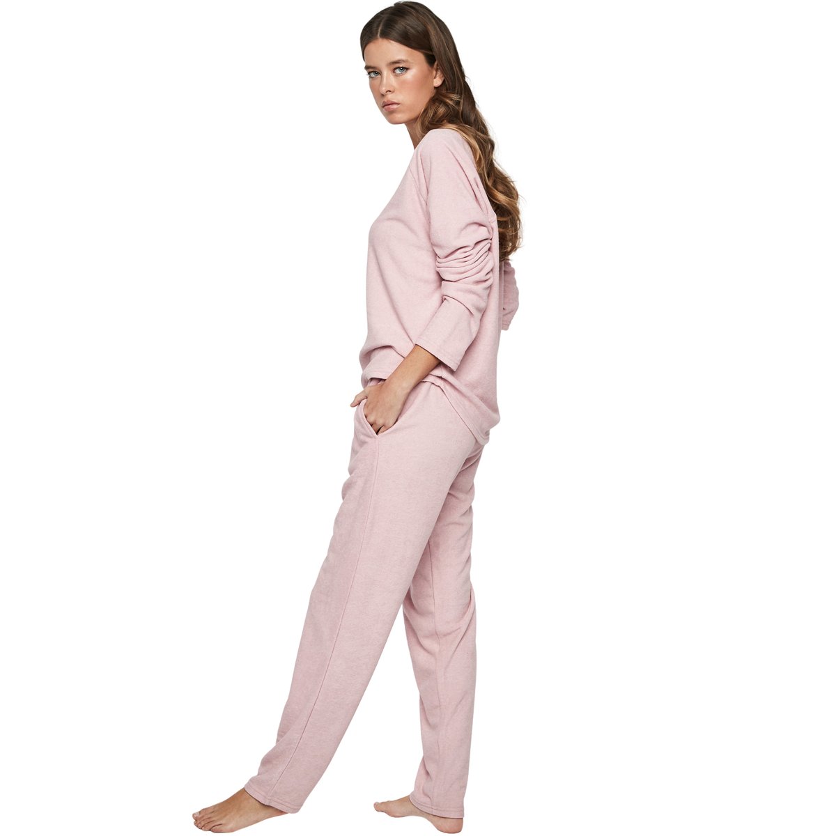 Pyjama pantalon top manches longues P103 CUDDLY rose, SELMARK