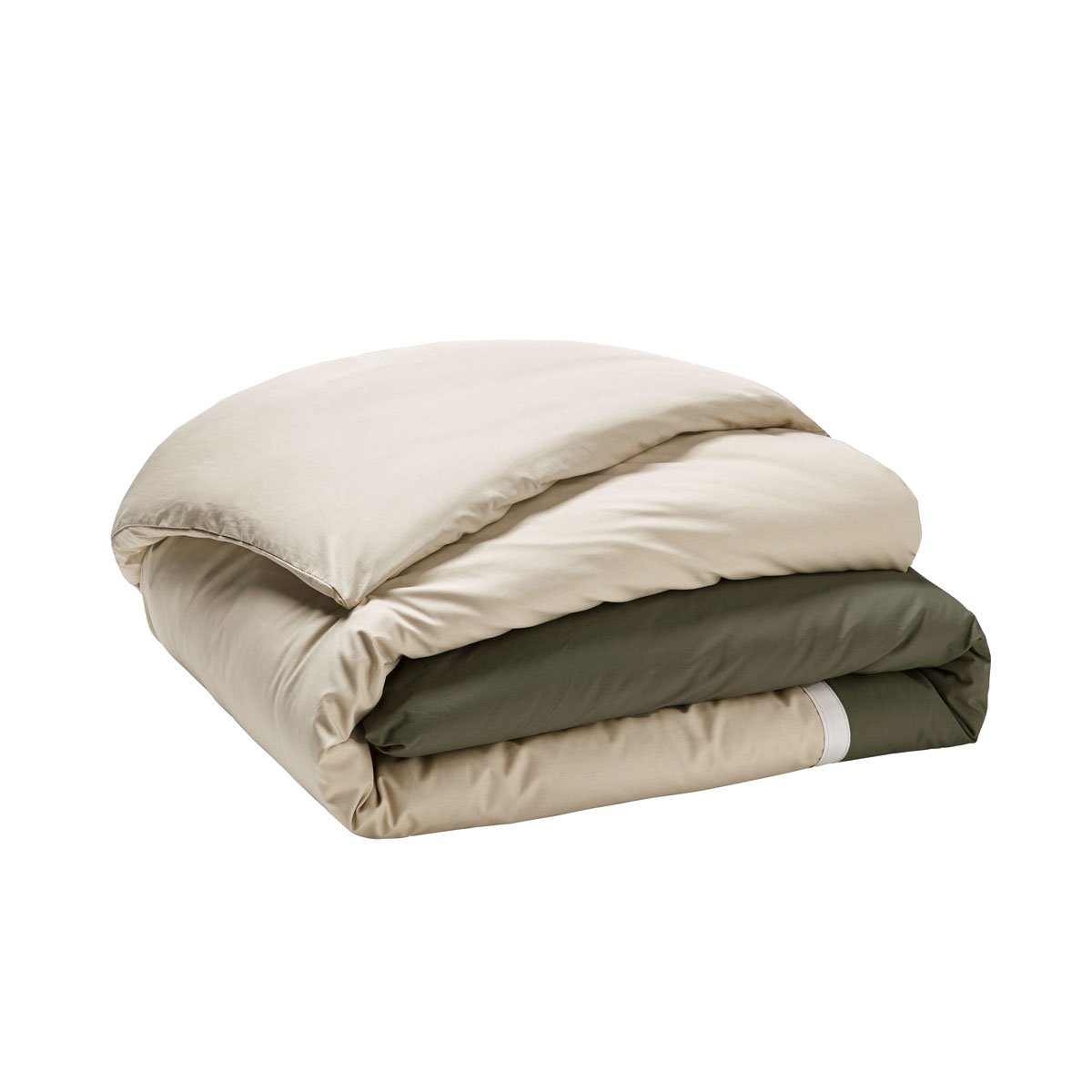 Housse de couette en percale de coton, TOI&MOI ESSENTIEL kaki / beige, ESSIX