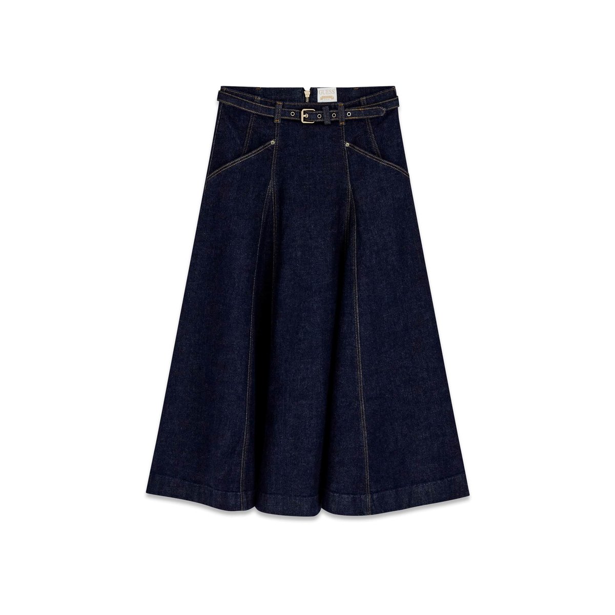Jupe Midi En Denim bleu foncé, GUESS