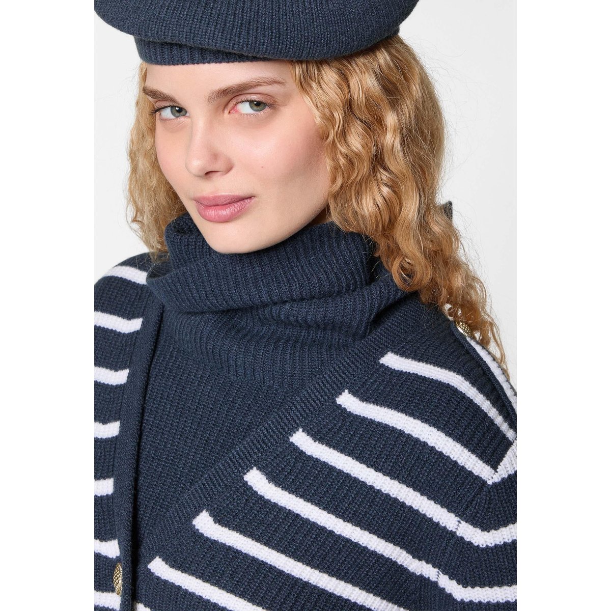 Gilet rayé en laine bleu denim, RODIER