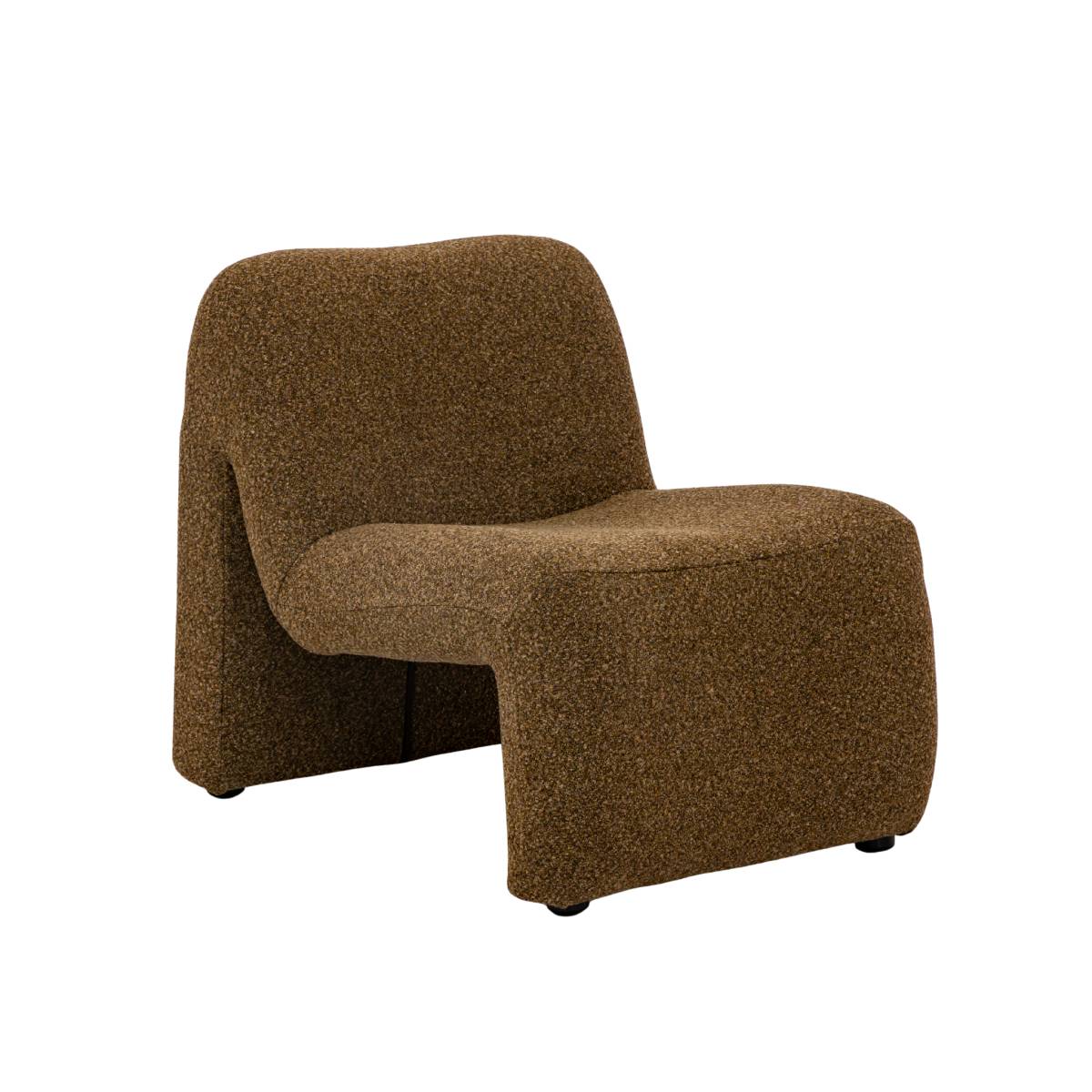 Fauteuil en tissu bouclette LUDOVIC marron, MADE IN MEUBLES 