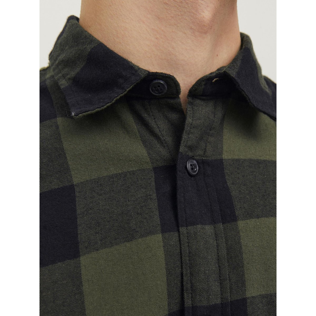 Chemise slim à carreaux Gingham Twill vert kaki/noir, JACK & JONES