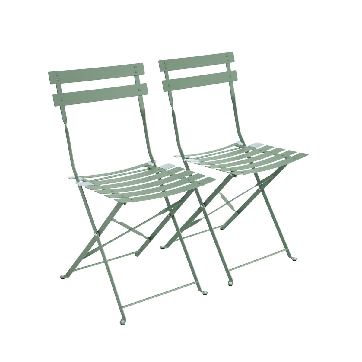 Chaise de jardin pliante métal (lot de 2) CHAISES EMILIA vert de gris, SWEEEK