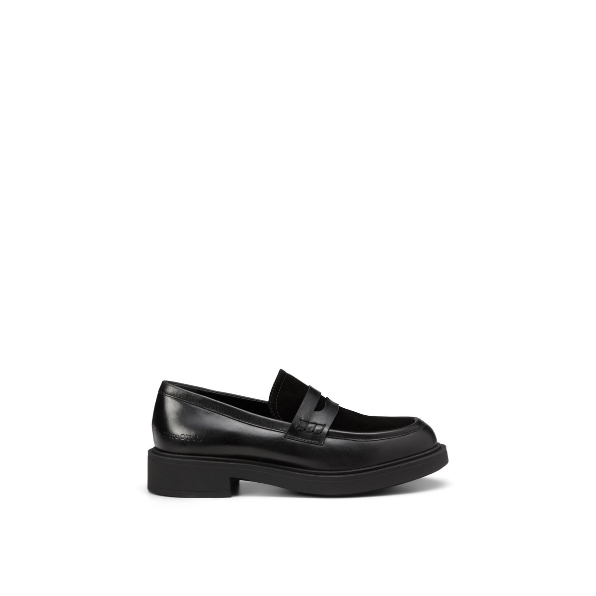 Penny-Loafer modèle Lea en mélange de cuir : lisse et velours noir, MARC O'POLO