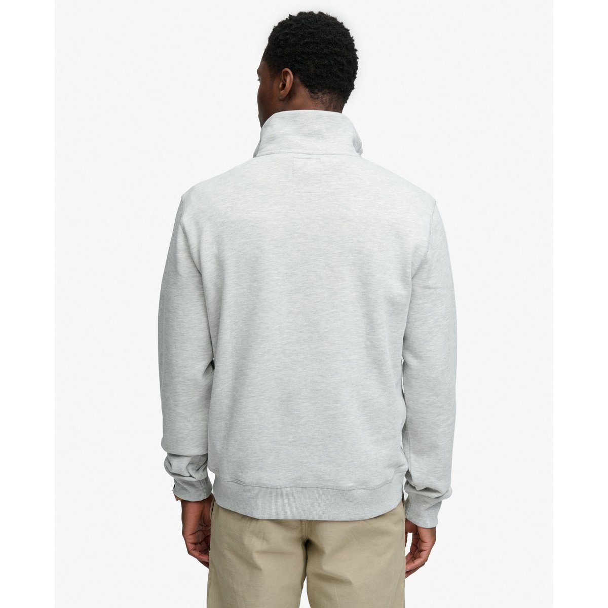 Sweatshirt Demi-Zip Athletic Essentials gris chiné cadet, SUPERDRY