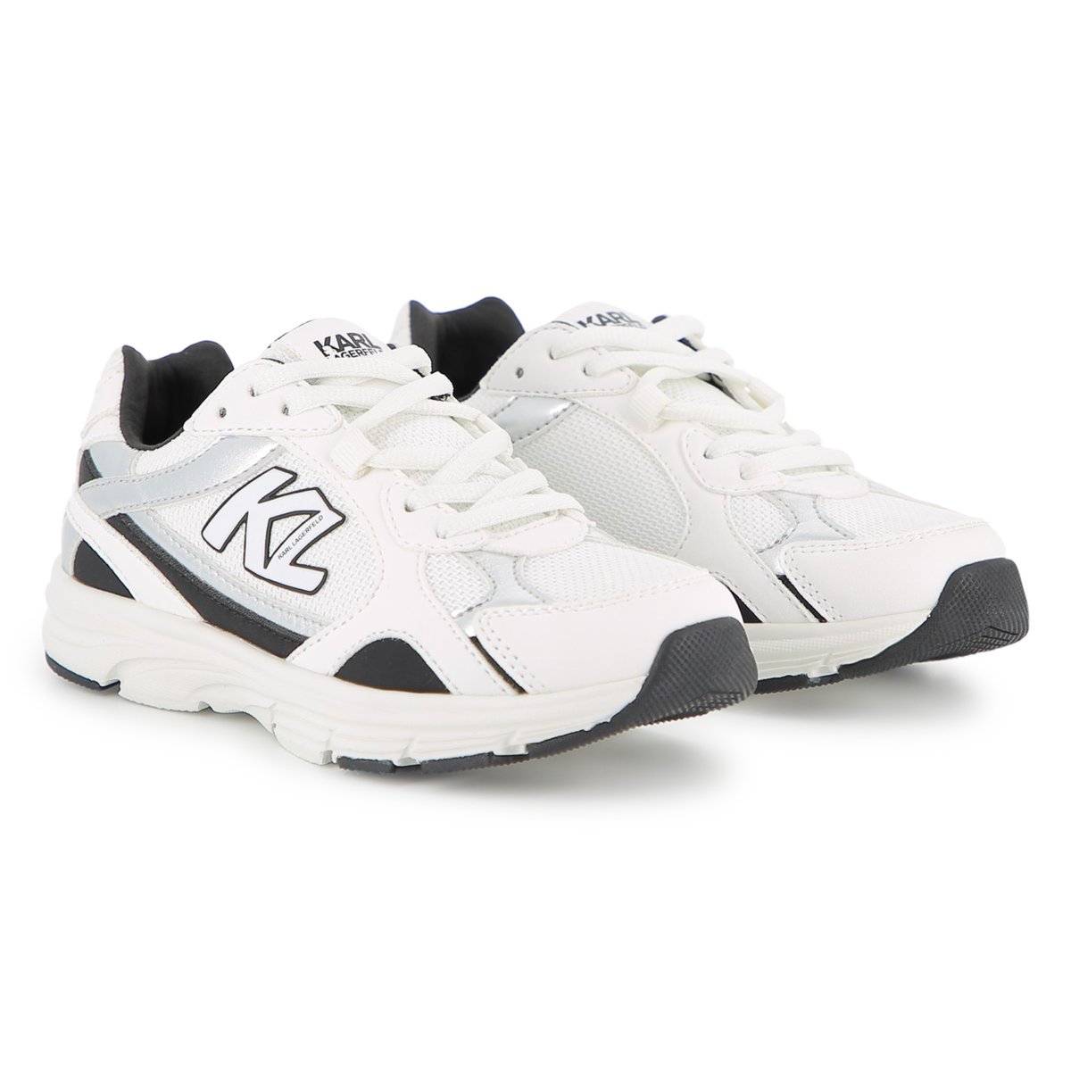 Basket à lacets blanc noir, KARL LAGERFELD KIDS