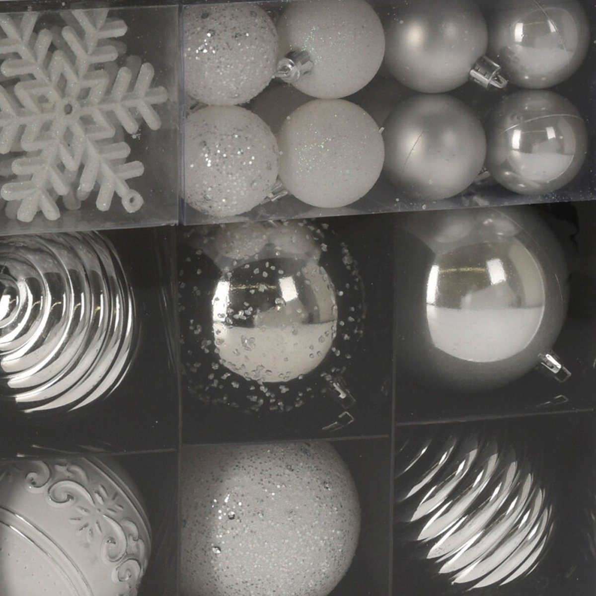 Set de 50 boules de Noël blanches et argentées blanc, WADIGA