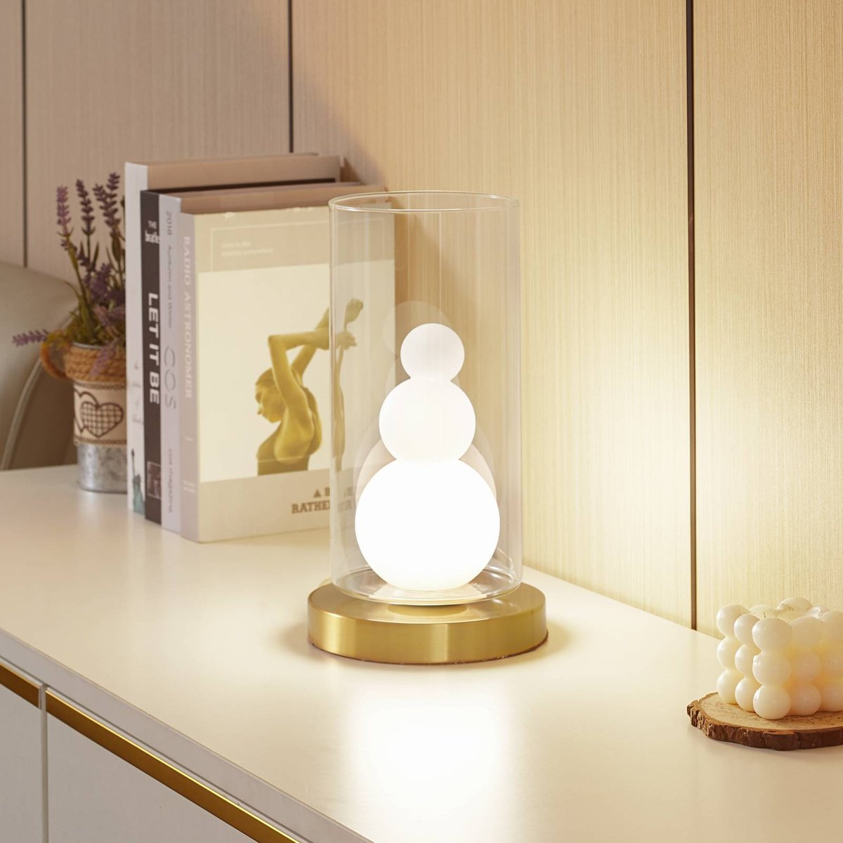 Lampe à poser en verre moderne, Kupla transparent, blanc, LINDBY
