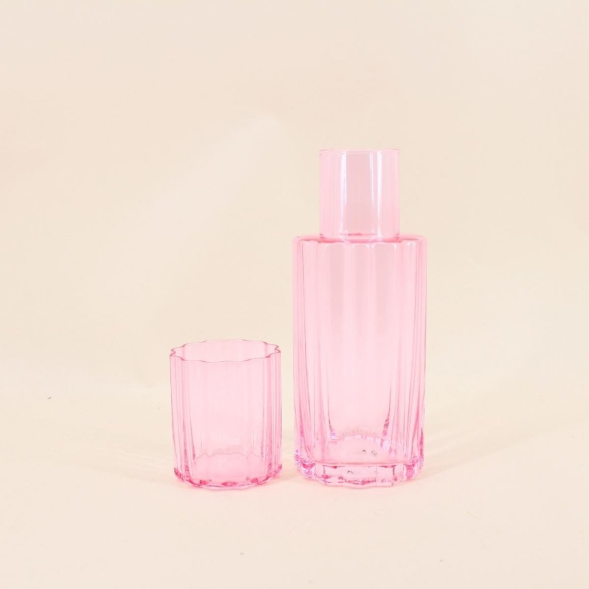 Carafe en verre avec verre assorti rose, HASHTAG DECO