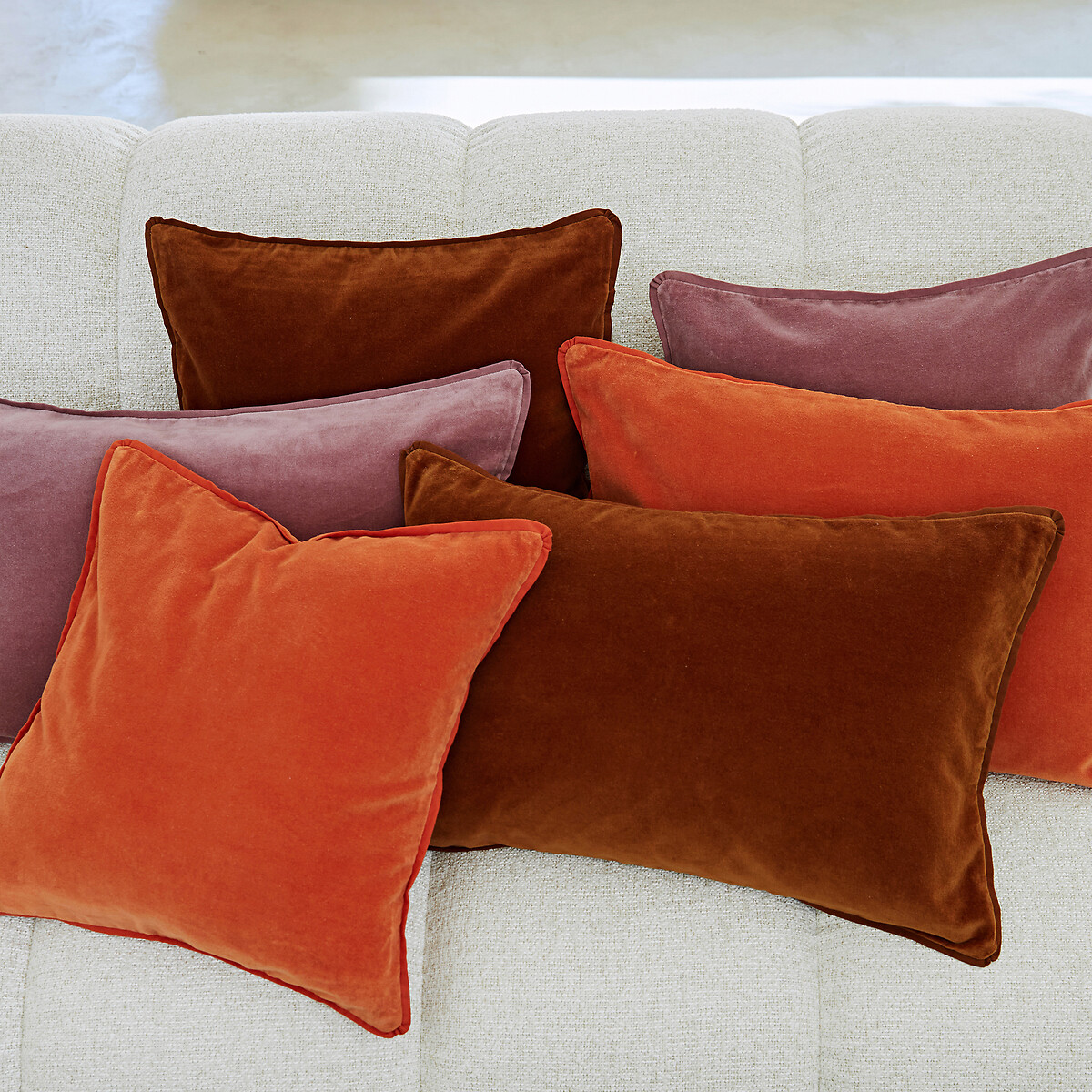 Housse de coussin velours uni, Alette orange, LA REDOUTE INTERIEURS
