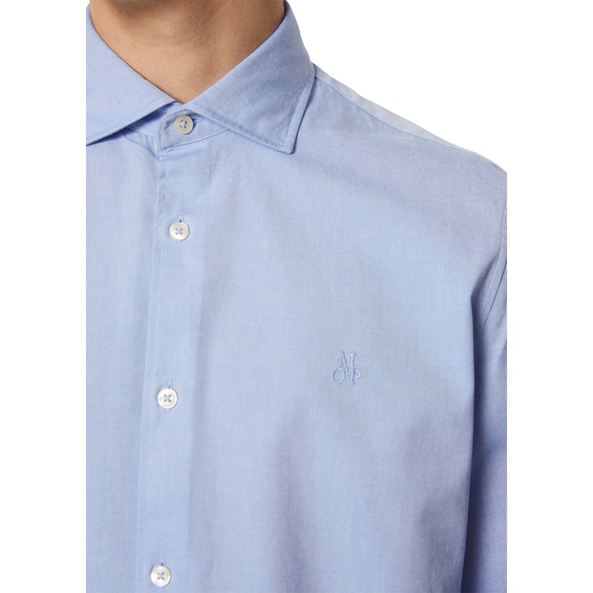 Chemise shaped en pur coton bio bleu, MARC O'POLO