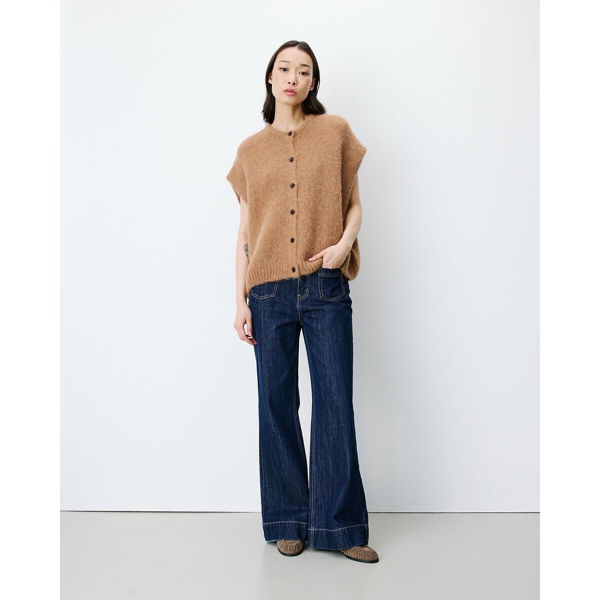 Cardigan sans manches, ADDISON camel, GRACE & MILA