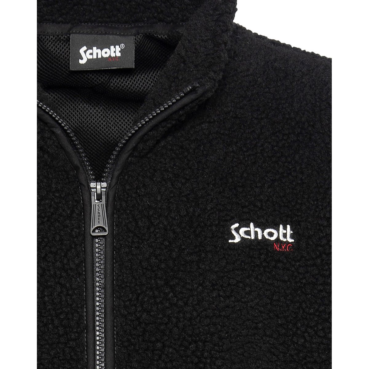 Polaire zippée sherpa noir, SCHOTT