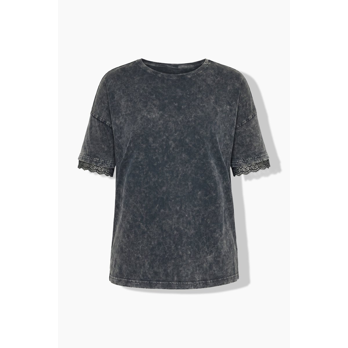 T-shirt, coupe oversize, message imprimé chiné anthracite, STUDIO UNTOLD