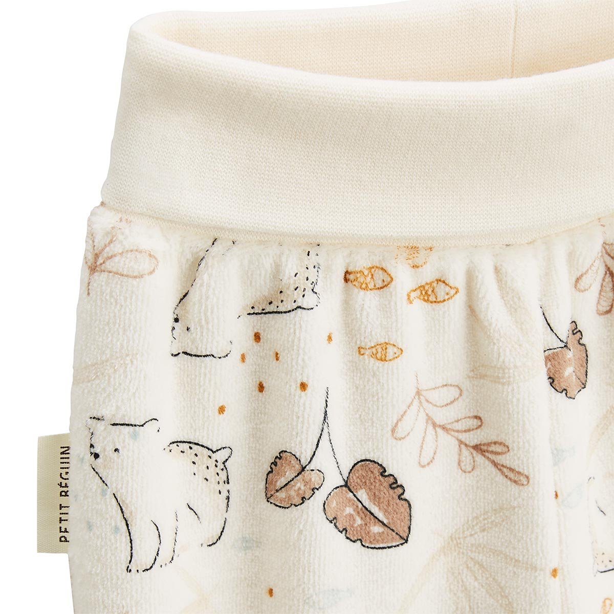 Ensemble gilet et pantalon bébé en velours Câlins ecru, PETIT BEGUIN