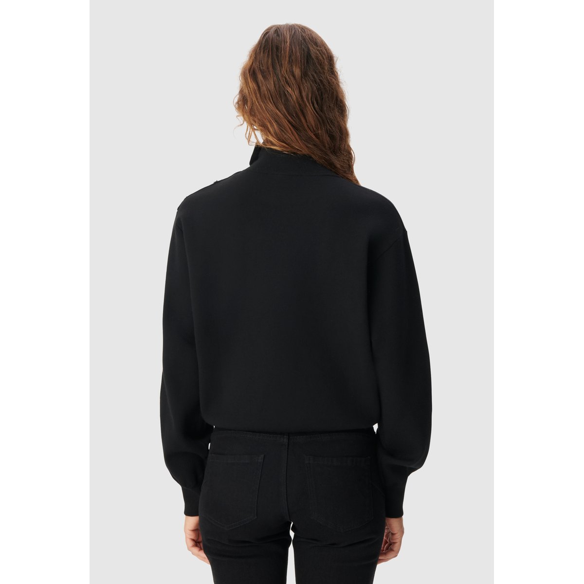 Pull tricot boutons strass épaules noir, IKKS