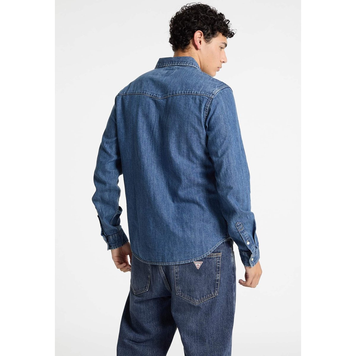 Chemise Slim En Jean À Manches Longues bleu, GUESS JEANS
