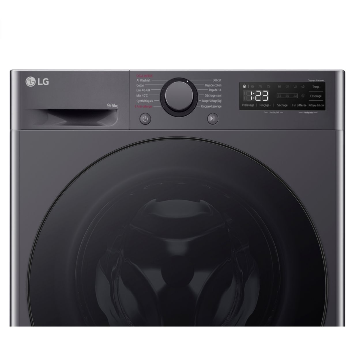 Lave linge séchant hublot F964R56MBRS - 9/6 kg - 1400 tr/min - Classe D - Moteur direct drive - Connecté - Noir couleur unique, LG