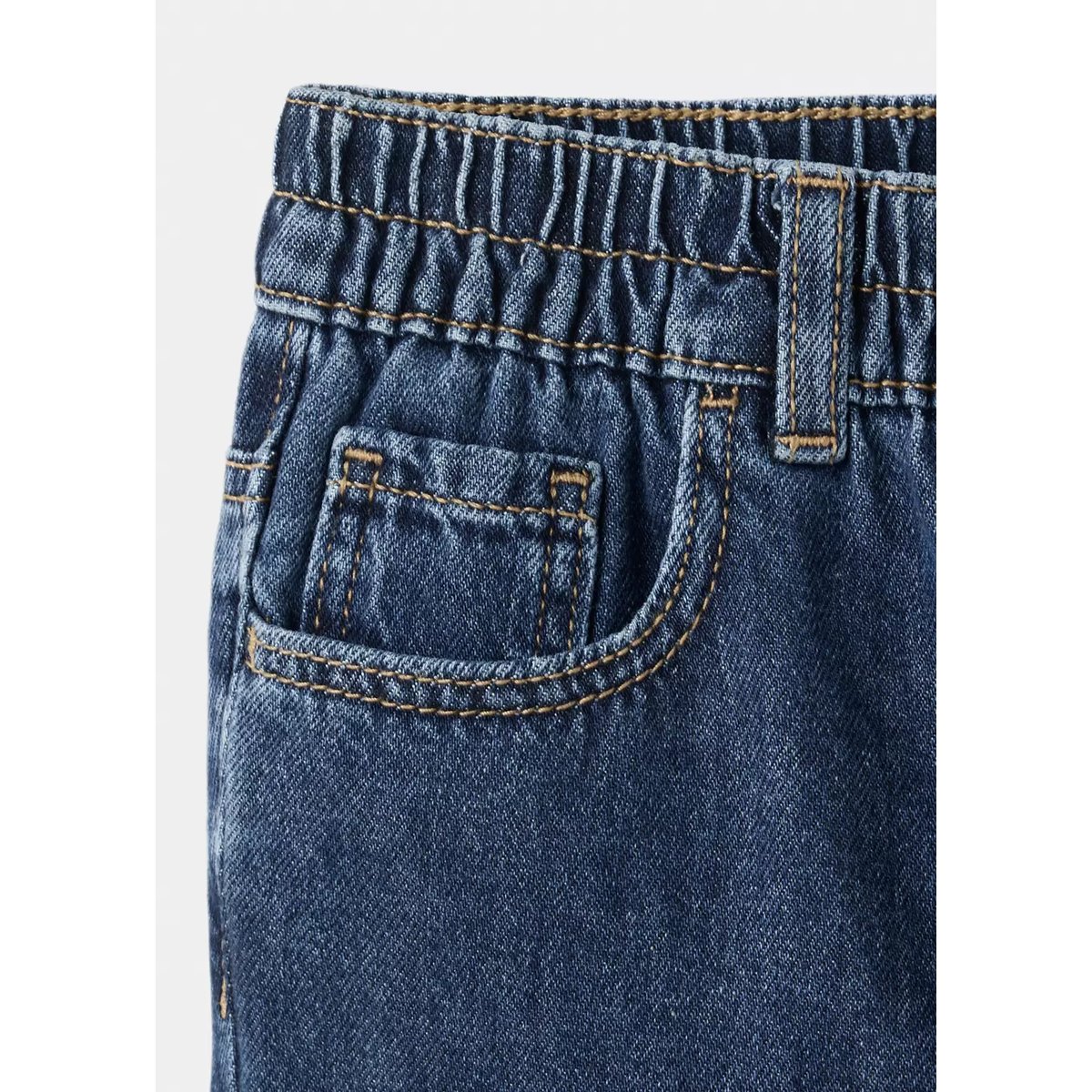 Jean droit à taille élastique bleu foncé, MANGO BABY